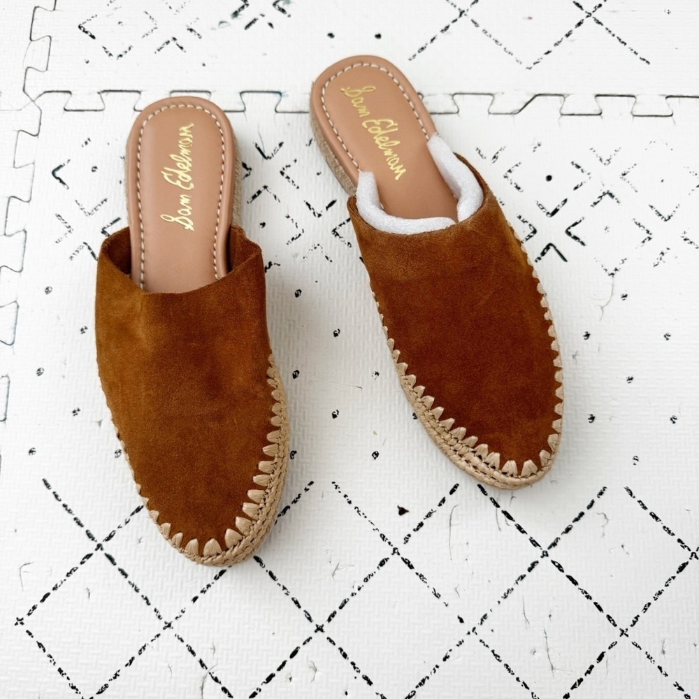 Sam Edelman- NEW Brown Suede Platform Espadrille Mules - 6.5 - Picture 2 of 5